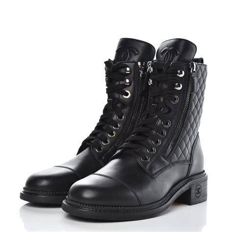 chanel combat boots black